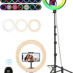 10 inch RGB LED Ringlicht met Statief voor Fotografie en Live Stream - 3 Wit licht 26 RGB Kleurverandering - 8 Helderheidsniveaus