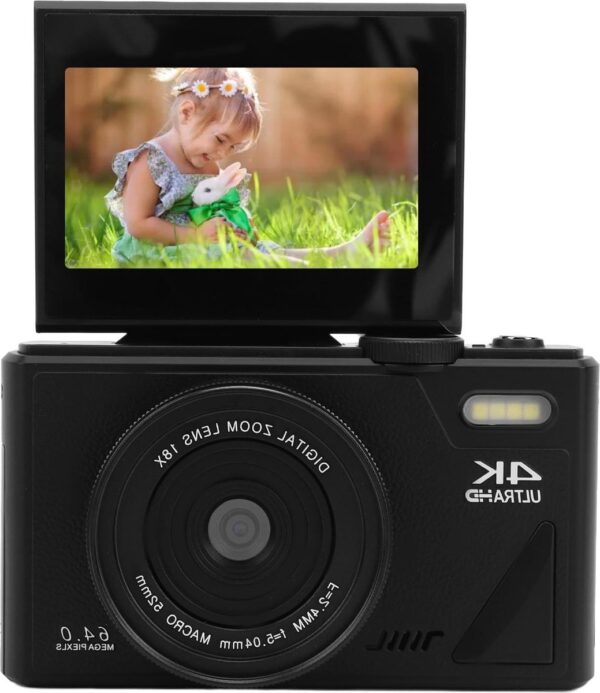 4K Digitale Camera 64 MP 18x Digitale Zoom Autofocus Vediocamera met 3 Inch Flip-scherm Compacte Anti-shake Vlogcamera voor Live Streaming Reisfotografie - 64 MP - Autofocus .