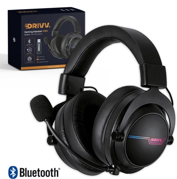 Drivv. PRO Draadloze Gaming Headset met Microfoon - Bluetooth Game Headset geschikt voor PS4, PS5 en PC - Gaming Koptelefoon - Draadloos 2.4GHz