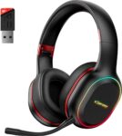Kofire UG-05 2.4GHz Draadloze Gaming Headset - Bluetooth koptelefoon - Afneembare microfoon - Geschikt voor PS4/PS5, Nintendo Switch - Zwart - Rood