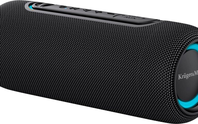 Krüger & Matz Street Draadloze Draagbare Bluetooth 5.0 Speaker - Waterdicht IPX5 - RGB Verlichting - TWS Functie - 20W - Zwart