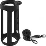 Siliconen Hoes Met Draagriem En Clip Geschikt Voor JBL Flip 5 & 6 Speaker - Zwart