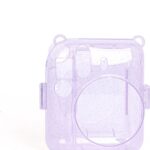 Somstyle Clear Case Met Draagriem Geschikt Voor Instax Mini 12 - Inclusief Decoratie Stickers - Hoesje Met Vakje - Transparant | Paars