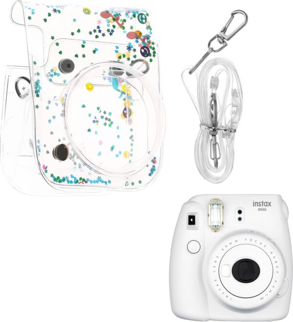 kwmobile Camera tasje van PVC - geschikt voor Instax Mini 11 / Mini 40 / Mini 8 / 9 - Beschermende camerahoes met schouderriem - Doorschijnende case voor camera - design