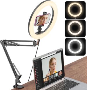 10 inch Ringlicht met Statief voor Mobiele Telefoon - Dimbare LED Verlichting voor Videoconferenties, YouTube en TikTok