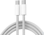 2X USB-C naar USB-C oplader en data kabel - 60W 3A - oplaadkabel - 1 Meter - geschikt voor o.a. Telefoon en Laptop - wit