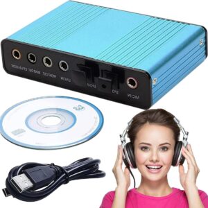 7.1 Surround Sound Stereo Audio Adapter with Volume Control - Headphone Jack and Microphone Mute Switch