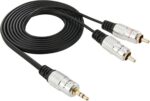 AUX 3.5mm naar Tulp Vergulde kabel adapter - 1,5 Meter RCA - Voor Versterker - Hi-Fi Systeem - Stereo - Soundbar -Home Theater - TV - Laptop - DJ Mixer - zwart