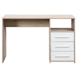 Bureau Oslo - eikenkleur/wit - 75x120x50,5 cm - Leen Bakker