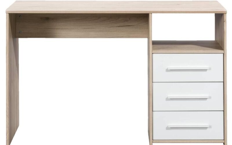 Bureau Oslo - eikenkleur/wit - 75x120x50,5 cm - Leen Bakker