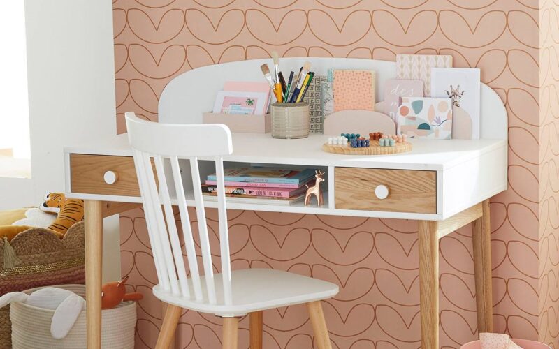 Bureau enfant LIGNE CONFETTI blanc