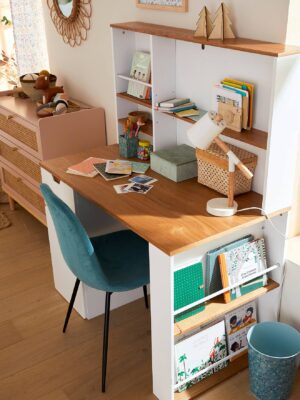 Bureau enfant avec rangements LIGNE PIROUETTE blanc