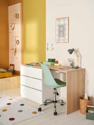 Bureau primaire avec commode intégrée blanc