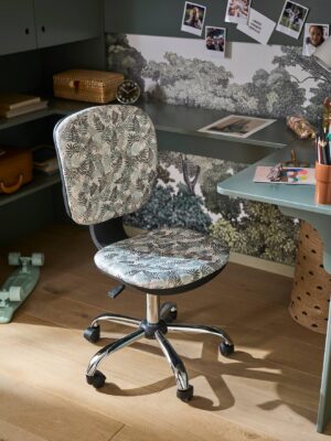 Chaise de bureau à roulettes Hanoï imprimé feuille