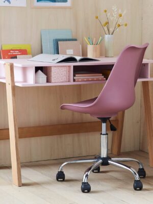Chaise de bureau enfant à roulettes framboise