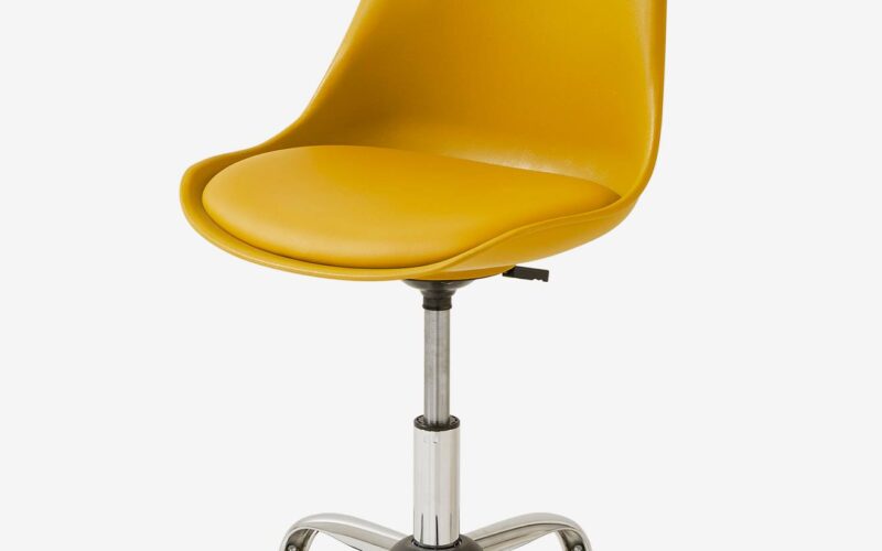 Chaise de bureau enfant à roulettes moutarde