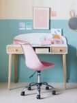 Chaise de bureau enfant à roulettes rose