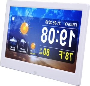 Digitale atoomklok weerstation - 254 cm kleurendisplay - thermometer binnen en buiten - draadloze WLAN-monitor - temperatuur en luchtvochtigheid