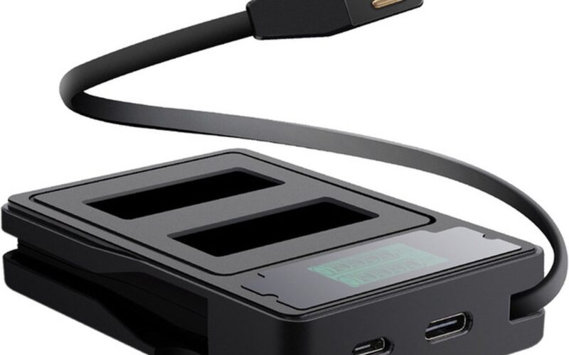 Dubbele batterij oplader met LCD geschikt voor GoPro Hero 9 Black / Hero 10 Black / Hero 11 Black - lader - zwart
