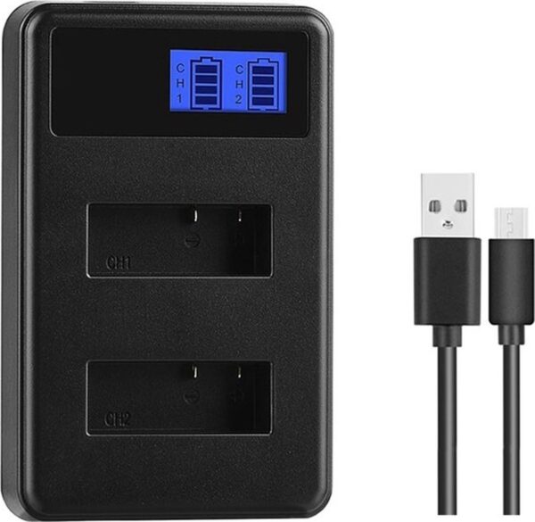 Dubbele batterij oplader met LCD geschikt voor SJCAM SJ7000 / SJ6000 / SJ5000 / SJ4000 - lader - zwart