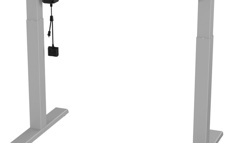 Ergo Office - Zit-sta bureau - Elektrisch in hoogte verstelbaar bureau max hoogte 123cm - max 70 kg | Zonder tafelblad - Grijs