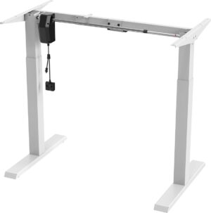 Ergo Office - Zit-sta bureau - Elektrisch in hoogte verstelbaar bureau max hoogte 123cm - max 70 kg | Zonder tafelblad - Wit, ER-403W
