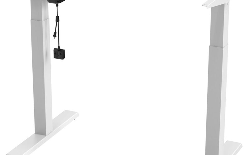 Ergo Office - Zit-sta bureau - Elektrisch in hoogte verstelbaar bureau max hoogte 123cm - max 70 kg | Zonder tafelblad - Wit, ER-403W