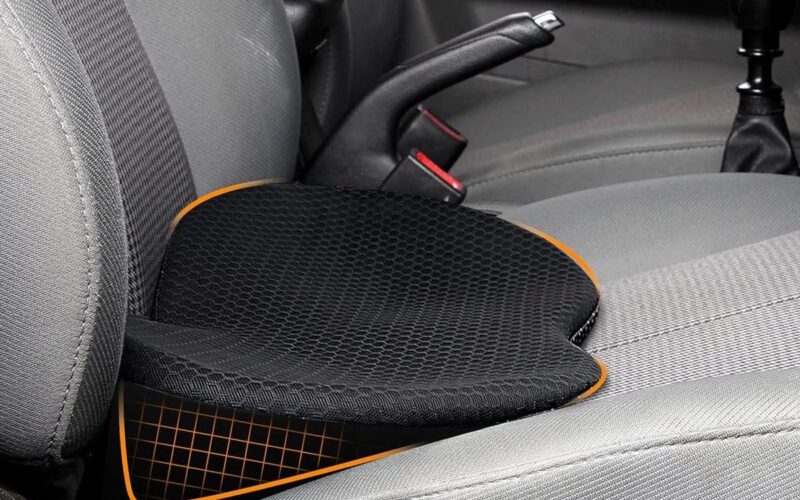 Ergonomisch Traagschuim Zitkussen voor Autostoel - Ischias en Rugpijn Verlichting - Lendensteun Kussen voor Auto, Bureau en Rolstoel - Zwart