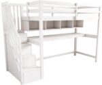 Gotagee Kinderhoogslaper 90x200cm, met opbergtrap, stapelbed, kinderbed met bureau en planken