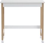 Gotagee Tafel Bureau Werktafel met Richtingswielen Grenen+MDF Wit+Natuur