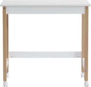 Gotagee Tafel Bureau Werktafel met Richtingswielen Grenen+MDF Wit+Natuur