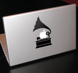 Gramófono apple laptop sticker