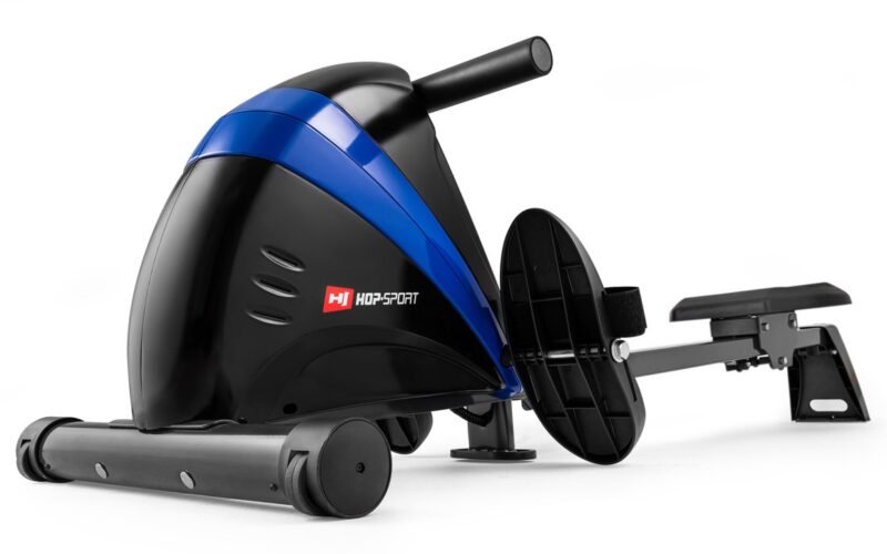 Hop-Sport Magnetische Roeier HS-030R Boost, 10 Niveaus Van Stille Magnetische Weerstand, Vliegwiel 9 kg, Indoor Opvouwbare Roeimachine, LCD Monitor en Transport Wielen, voor Thuisgebruik, max. 120 kg