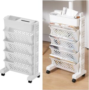 Inovra ® Mobiel en Multifunctioneel Boekenrek met Wieltjes voor Bureau en Thuis
