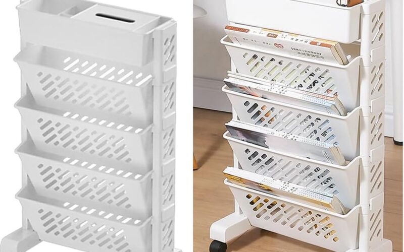 Inovra ® Mobiel en Multifunctioneel Boekenrek met Wieltjes voor Bureau en Thuis