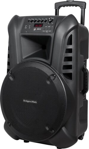 Krüger & Matz KM1715 professionele mobiele luidspreker party speaker box (met 2 UHF draadloze microf