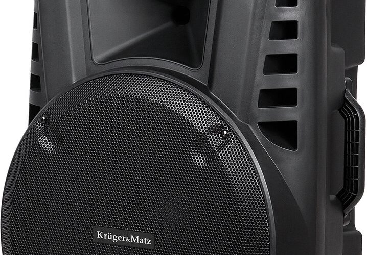 Krüger & Matz KM1715 professionele mobiele luidspreker party speaker box (met 2 UHF draadloze microf