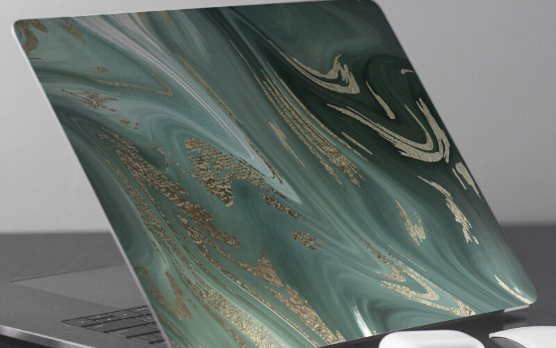 Laptop sticker marmer groen