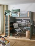Lit mezzanine avec bureau et rangement LIGNE EVEREST kaki