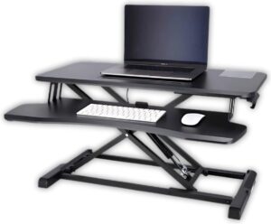Livista Sit-Stand Desk Gas-Spring - Laptoptafel - Zit Sta Bureau - Computertafel - Zit Sta Verhoger - Bureautafel - Groot Scherm en Toetsenbord Blad - Ruimte voor 2 Schermen - Nieuw Model