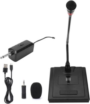 Multifunctionele Draadloze Zwanenhals Microfoon voor Speaker met Microfoon Geluidskaart - Content - 6.35 naar 3.5mm Adapter .