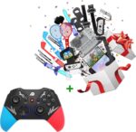PlayCool Nintendo Switch Accessoireset 25-in-1 delige Set - Inclusief Draadloze Pro Controller, Geschikt voor Nintendo Switch - Nintendo Switch Accessoires en Bescherming - Golfsticks, Tennisrackets, Stuur, Boxgrips, Armband, Joy-Con