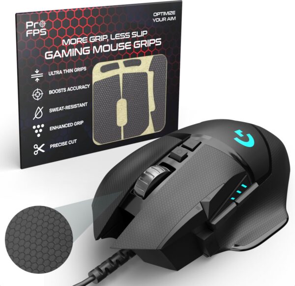ProFPS Muis Grip Tape voor Logitech G502 HERO & G502 Lightspeed - Anti-Slip Mouse Grips - Gaming Muis Stickers voor Maximale Grip & Precisie - Zweetbestendig & Voorgesneden
