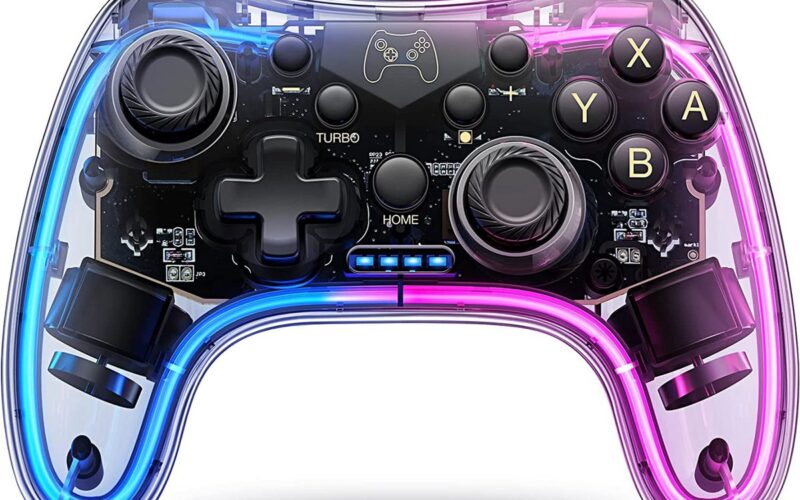 RGB Controller Draadloos - Geschikt voor Nintendo Switch - Controllers - Pro Versie - Turbo en Macro Knoppen - Transparant