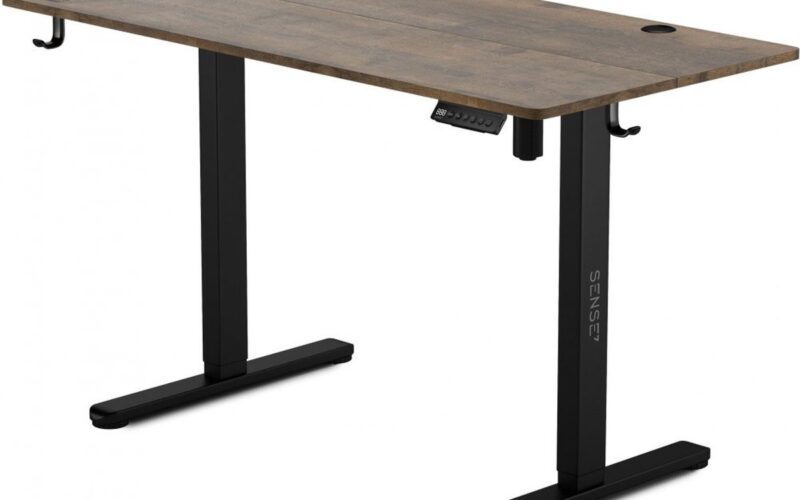 SENSE7 NOJO Bureau Computerbureau Gamingbureau 120 x 60 cm Elektrische Hoogteverstelling Geheugenfunctie Hoofdtelefoonhouder Kabelopbergsysteem zwart / donkerbruin