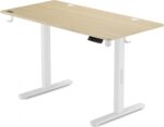 SENSE7 NOJO Bureau Computerbureau Gamingbureau 140 x 70 cm Elektrische Hoogteverstelling Geheugenfunctie Hoofdtelefoonhouder Kabelopbergsysteem wit / lichtbruin
