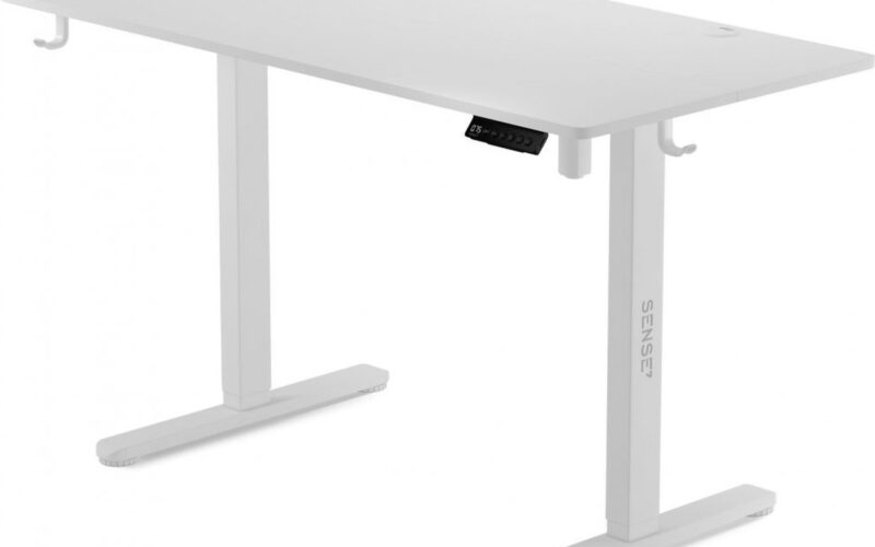 SENSE7 NOJO Bureau Computerbureau Gamingbureau 140 x 70 cm Elektrische Hoogteverstelling Geheugenfunctie Hoofdtelefoonhouder Kabelopbergsysteem wit