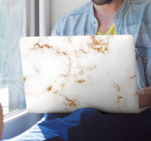 Stickers gouden en wit marmer voor laptop