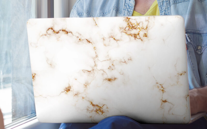 Stickers gouden en wit marmer voor laptop