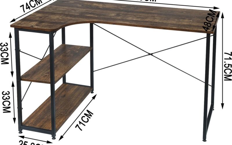 SureDeal® - Bureau - Vintage Hout - 2 Opbergplanken - 120x74x71.5 cm - Gaming - Bureau - Slaapkamer - Kantoor